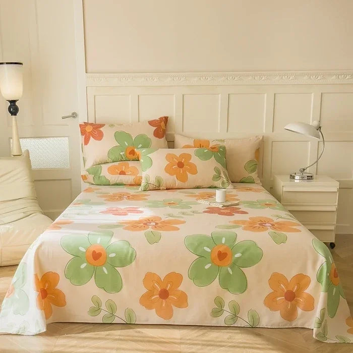 Flower Bed Sheet Set 3Pcs Cotton Thickened