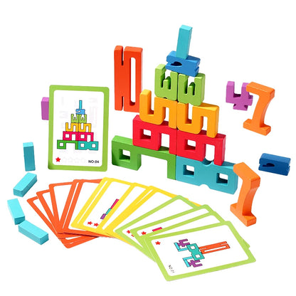 Wooden Number Buiding Blocks Montessori Creative Puzzle Stacking Toys Educational Toys Early Math Logical Thinking Development