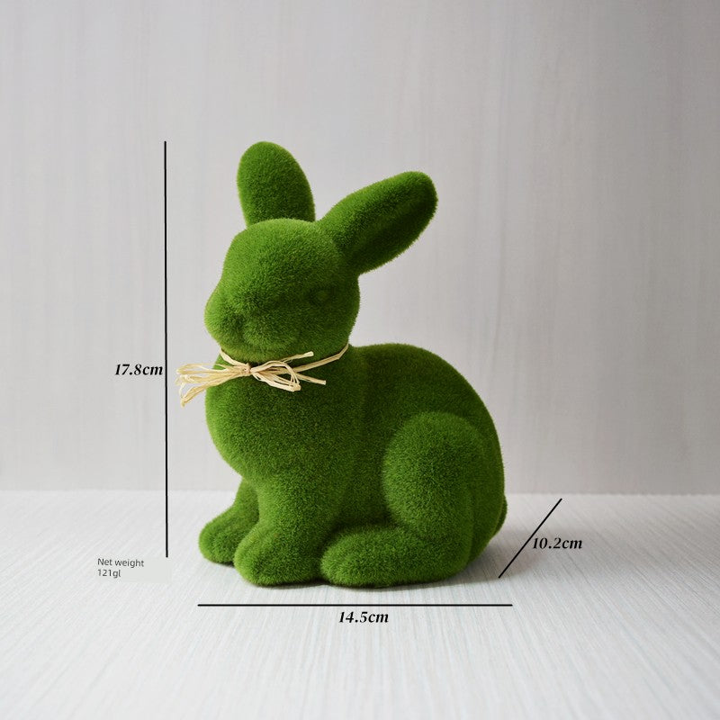 Short Velvet Moss Living Room Small Ornaments Easter Bunny