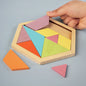3D Hexagonal Wooden Puzzles Educational Toys For Children Kids Preschool Tangram Board Brain IQ Test Game Montessori Toys Gifts