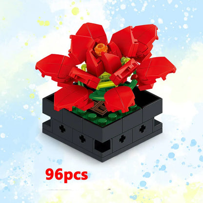 Potted Building Blocks Simulate Succulent Flower Bouquets, Creative Puzzle Block Toys, Eternal Flowers, Home Decoration Kid Gift
