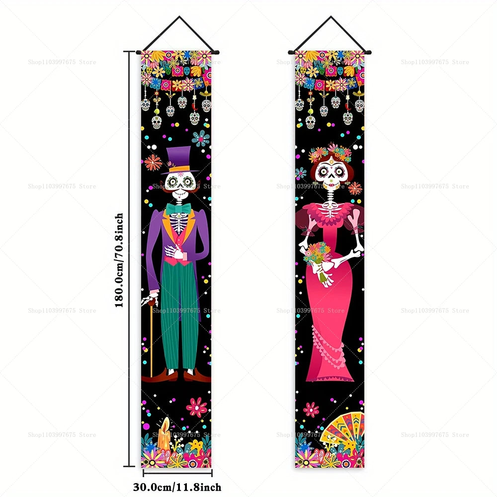 Dia De Los Muertos Porch Sign Banners Mexico Day of The Dead