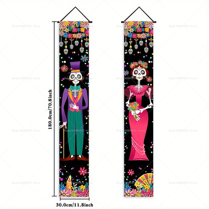 Dia De Los Muertos Porch Sign Banners Mexico Day of The Dead