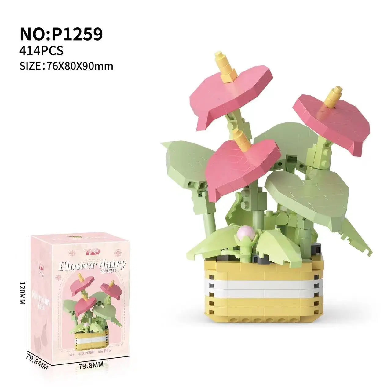 Puzzle Decompressing Building Blocks Toys, Block Toys Decorative Potted Plants,Party Favors,Assembling Blocks DIY Creative Decor