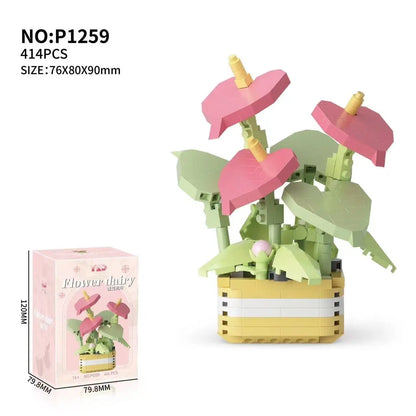 Puzzle Decompressing Building Blocks Toys, Block Toys Decorative Potted Plants,Party Favors,Assembling Blocks DIY Creative Decor
