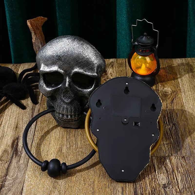 Halloween Horror Doorbell Ghost Skull Trick Toy Ghost House Party Supplies Luminous Skull Head Knocker Skeleton Head Door Bell