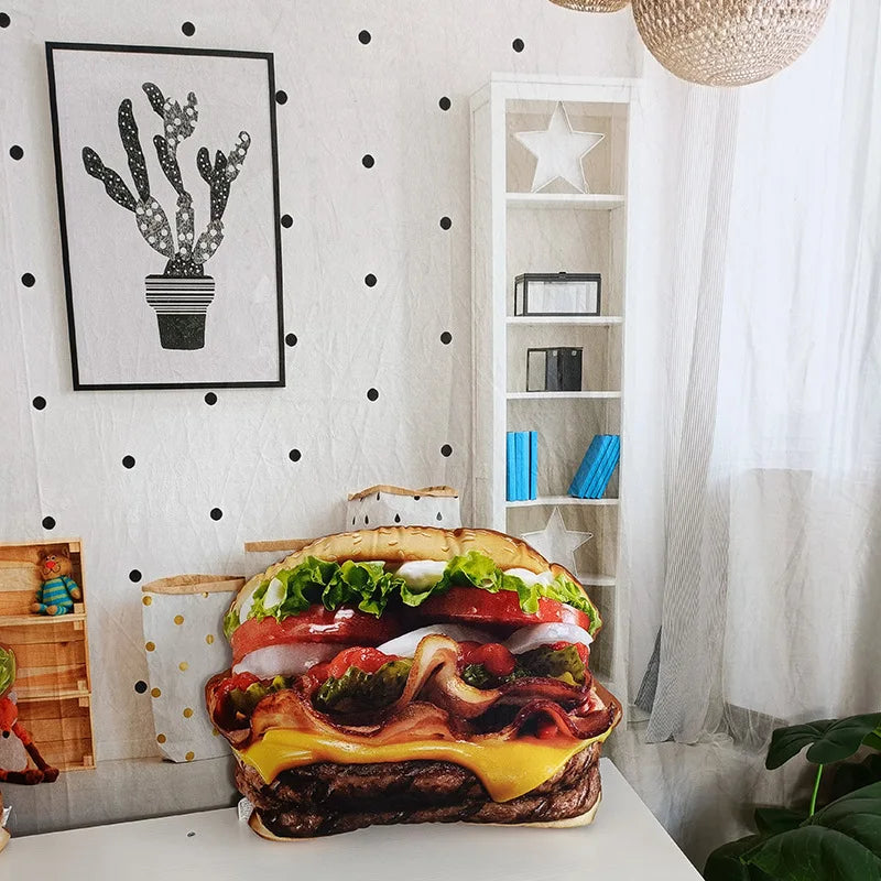 Life like Plush Hamburger Pillow