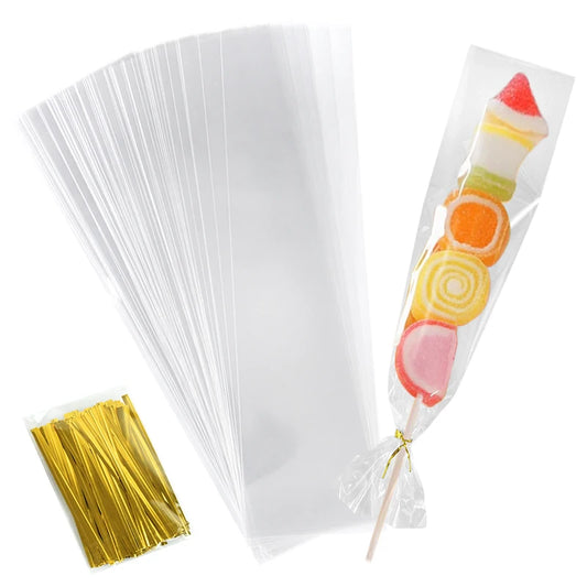 50/100pcs Clear Long Candy Treat Bag Cellophane