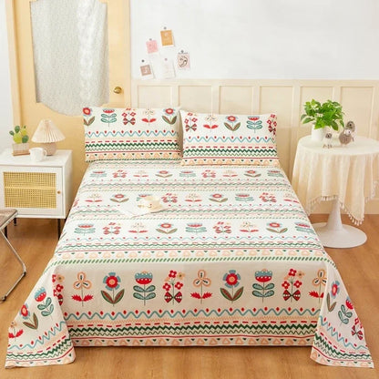 Flower Bed Sheet Set 3Pcs Cotton Thickened