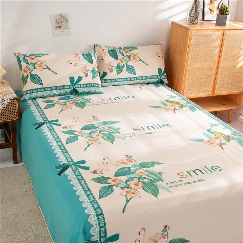 Flower Bed Sheet Set 3Pcs Cotton Thickened