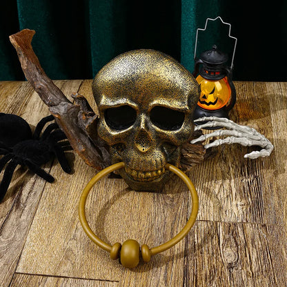 Halloween Horror Doorbell Ghost Skull Trick Toy Ghost House Party Supplies Luminous Skull Head Knocker Skeleton Head Door Bell