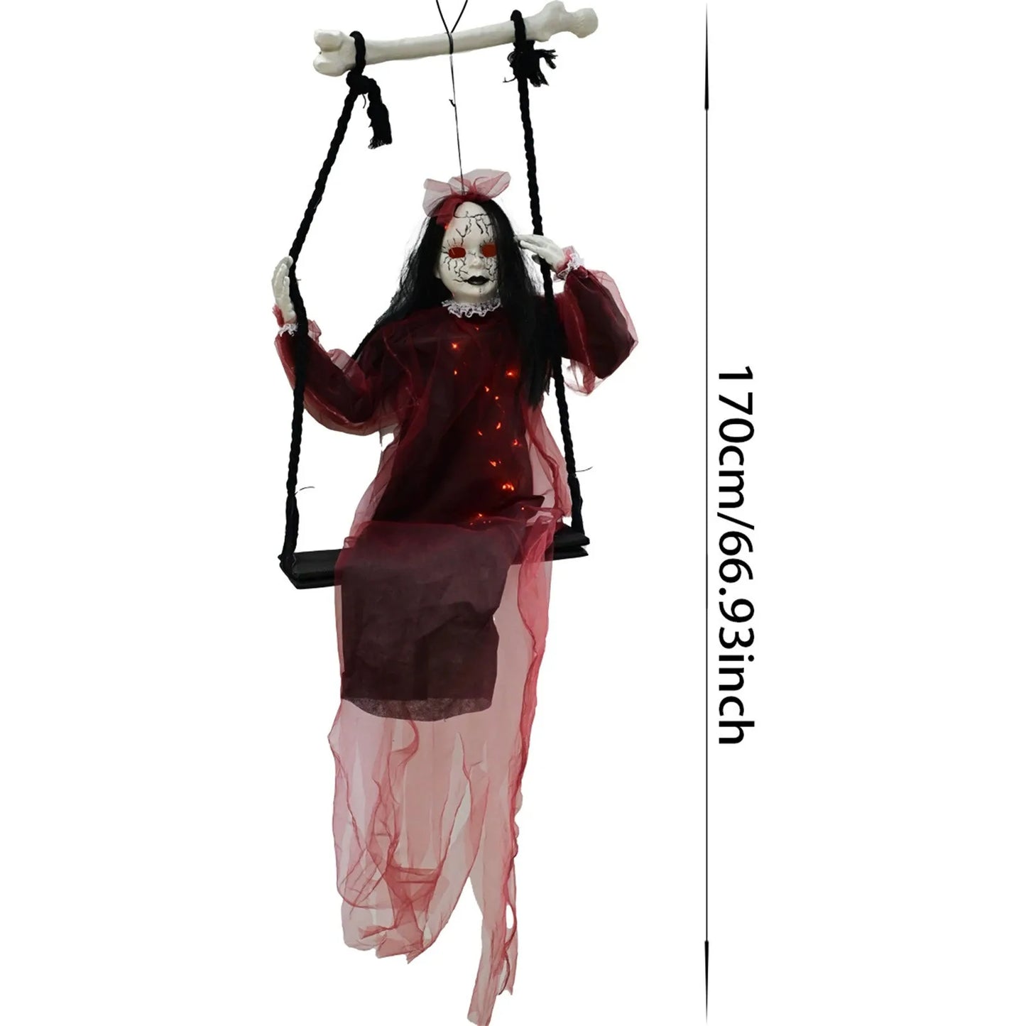 Halloween Swing Girl Purple Female Ghosts Gauzes Hanging Ghosts Indoor And Outdoor Horror Venue Layout Room Escape Props
