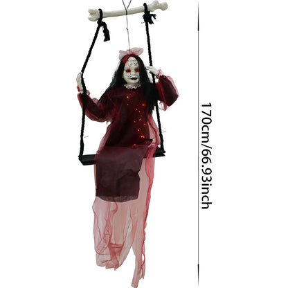 Halloween Swing Girl Purple Female Ghosts Gauzes Hanging Ghosts Indoor And Outdoor Horror Venue Layout Room Escape Props