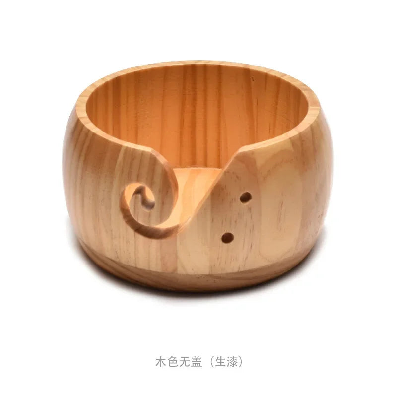 Wooden Yarn Knitting Bowl Large Crochet Yarn Storage Holder Handmade Crocheting Accessories and Supplies Organizer