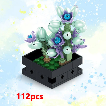 Potted Building Blocks Simulate Succulent Flower Bouquets, Creative Puzzle Block Toys, Eternal Flowers, Home Decoration Kid Gift
