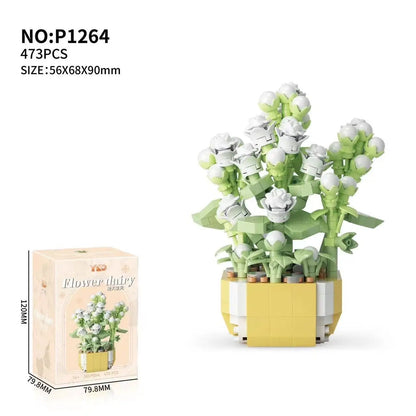 Puzzle Decompressing Building Blocks Toys, Block Toys Decorative Potted Plants,Party Favors,Assembling Blocks DIY Creative Decor