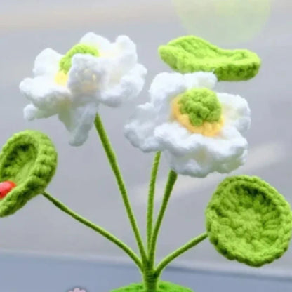 Creative Handmade crocheted freshness Lotus leaves and lotus flowers pots plants Car oranment  For girls gifts Home gardon decor