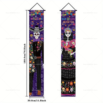 Dia De Los Muertos Porch Sign Banners Mexico Day of The Dead