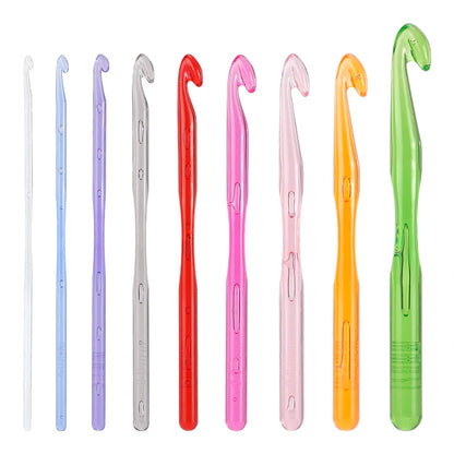9 Sizes Crochet Hooks Kit with 1 Storage Bag, Ergonomic Crochet Hooks with Case for Arthritic Hands, Extra Long Crochet Needles