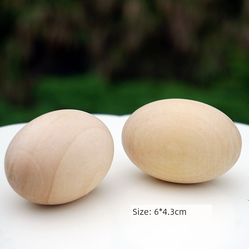Blank Wood Egg DIY Hand-Painted Painted Graffiti Easter Egg Log Solid Wood Kindergarten Hand-Painted Egg