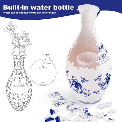 3D Puzzle Vase Building Blocks Unique Flower Vase Curved Puzzle Pieces House Warming Gift for Flower Arrangements Home Christmas
