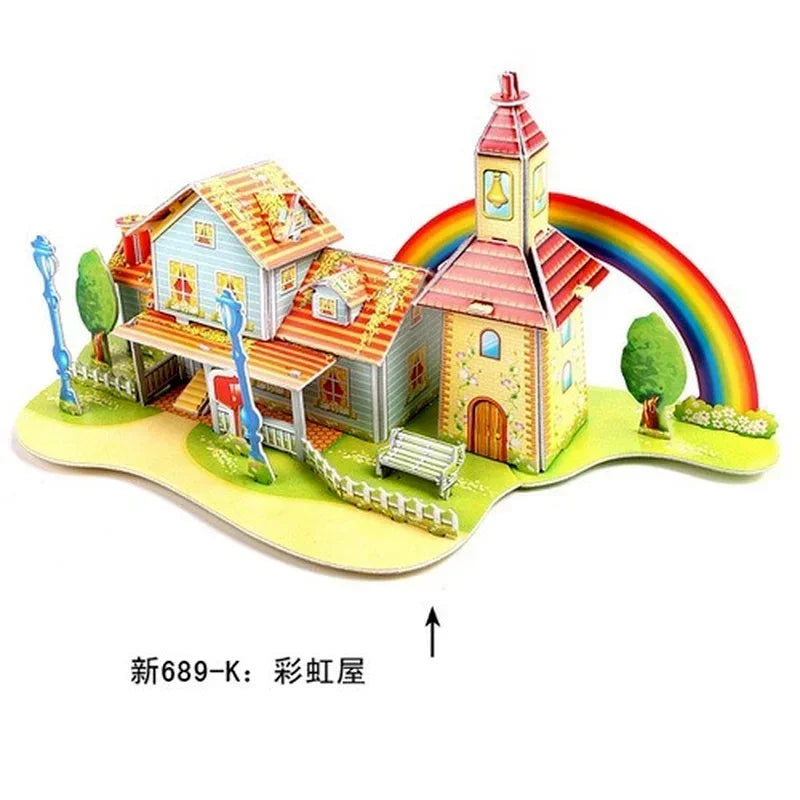 Custom Puzzle Photo Cartoon Castle Princess House 3d Puzzle Jigsaw Learning Educational Toys For Children Personalized Gift Toys