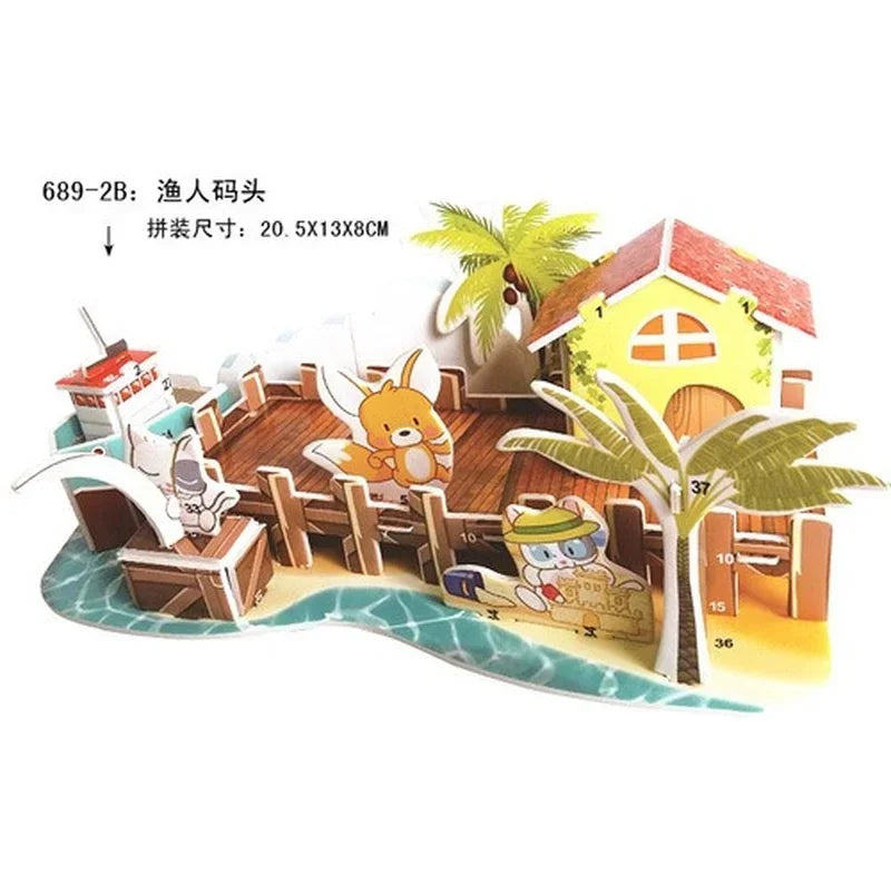 Custom Puzzle Photo Cartoon Castle Princess House 3d Puzzle Jigsaw Learning Educational Toys For Children Personalized Gift Toys