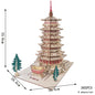 3D Wooden Tower Puzzles Chinese Architecture Pagoda Temple Pavilion DIY Building Model Wood Jigsaw Toys For Children Kids Gift
