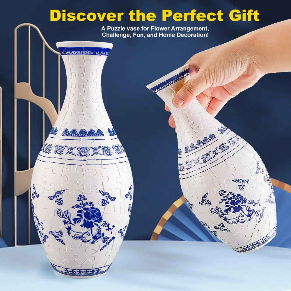 3D Puzzle Vase Building Blocks Unique Flower Vase Curved Puzzle Pieces House Warming Gift for Flower Arrangements Home Christmas