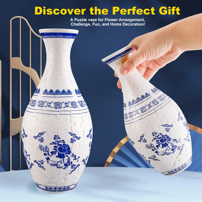 3D Puzzle Vase Building Blocks Unique Flower Vase Curved Puzzle Pieces House Warming Gift for Flower Arrangements Home Christmas