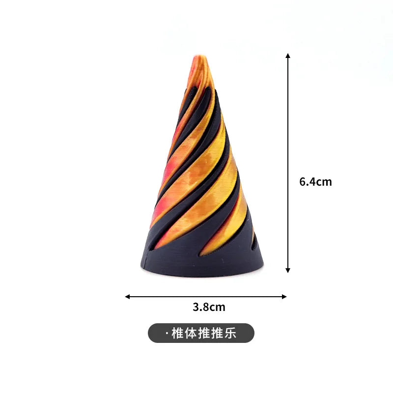 Impossible Pyramid Passthrough Sculpture 3D Printed Helix Screw Fidget Toy Spiral Cone Decompression Decorative Ornaments