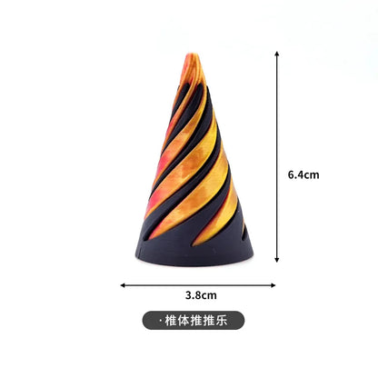 Impossible Pyramid Passthrough Sculpture 3D Printed Helix Screw Fidget Toy Spiral Cone Decompression Decorative Ornaments