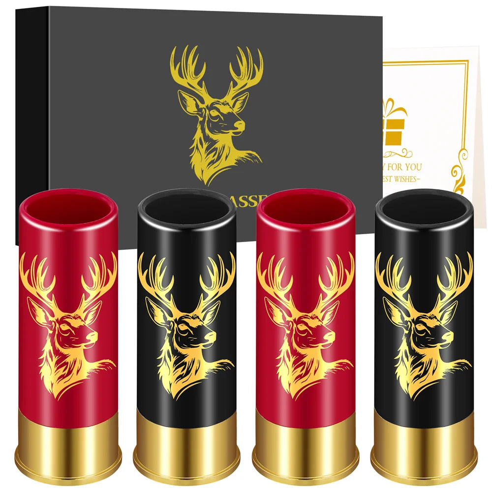 Elk Head Decor Plastic Shot Glasses 4pcs/Set Drinking Cup High Quality Plastic Shotgun Bullet Shape Water Wine Party Barware