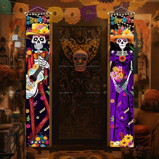 Dia De Los Muertos Porch Sign Banners Mexico Day of The Dead