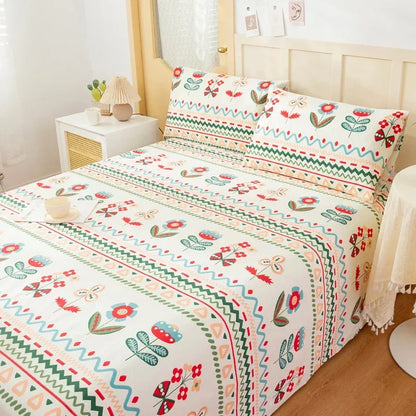 Flower Bed Sheet Set 3Pcs Cotton Thickened