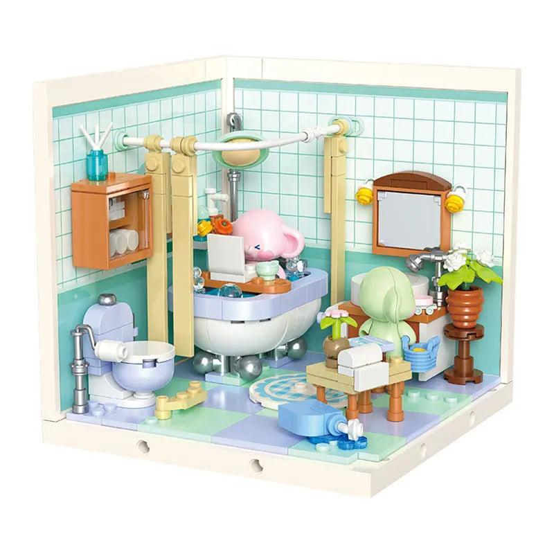 Super town store puzzle building block assembly toy model DIY cottage house model playing house girl