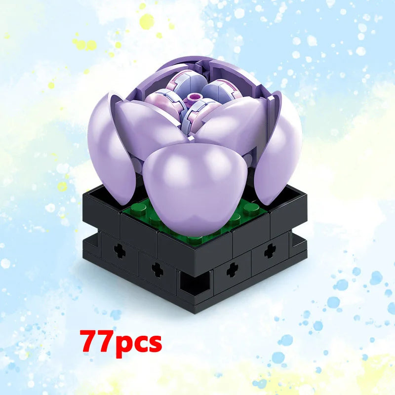 Potted Building Blocks Simulate Succulent Flower Bouquets, Creative Puzzle Block Toys, Eternal Flowers, Home Decoration Kid Gift