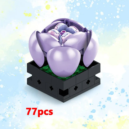 Potted Building Blocks Simulate Succulent Flower Bouquets, Creative Puzzle Block Toys, Eternal Flowers, Home Decoration Kid Gift