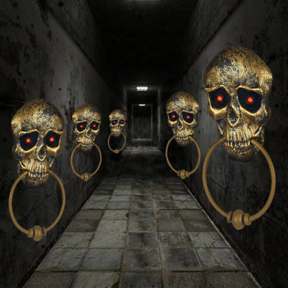 Halloween Horror Doorbell Ghost Skull Trick Toy Ghost House Party Supplies Luminous Skull Head Knocker Skeleton Head Door Bell