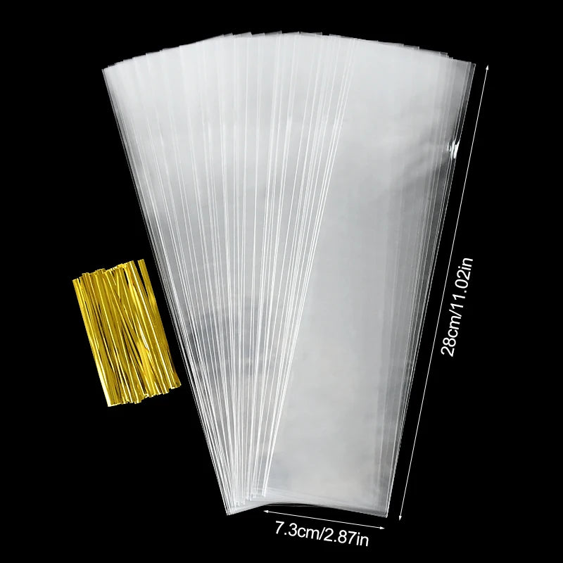 50/100pcs Clear Long Candy Treat Bag Cellophane