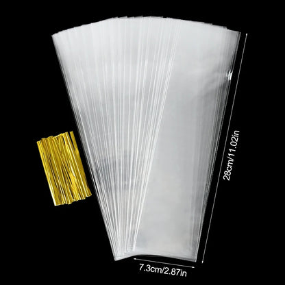 50/100pcs Clear Long Candy Treat Bag Cellophane