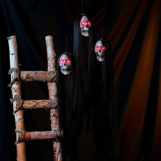 Halloween decorations, hanging ghost skulls, gauze, hanging ghost rooms, haunted house decorations, props, terrifying skeletons