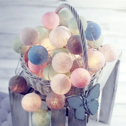 3M 20 LED Cotton Garland Balls Lights String