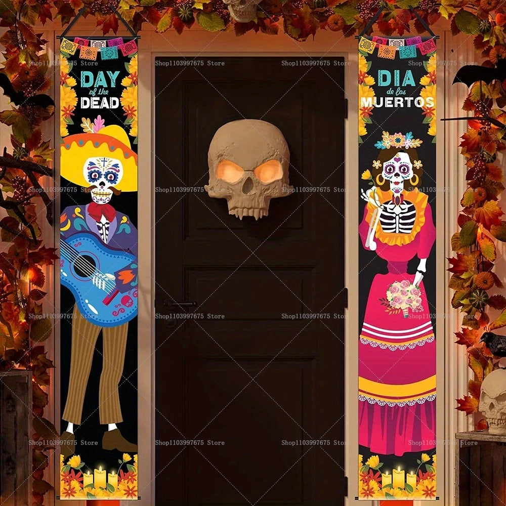 Dia De Los Muertos Porch Sign Banners Mexico Day of The Dead