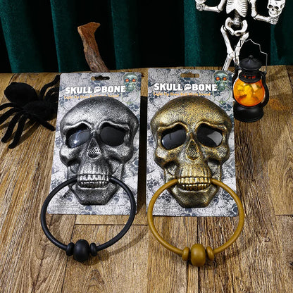 Halloween Horror Doorbell Ghost Skull Trick Toy Ghost House Party Supplies Luminous Skull Head Knocker Skeleton Head Door Bell