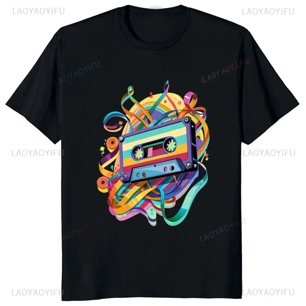 Vintage Cassette Tape Pencil Printed T-Shirt