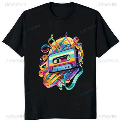 Vintage Cassette Tape Pencil Printed T-Shirt