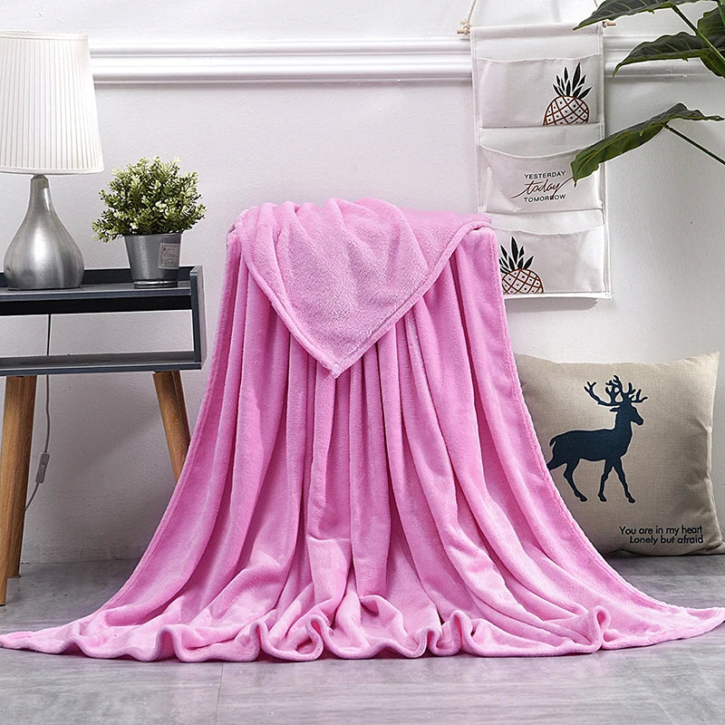 Soft Warm Blankets For Beds Winter Warm Coral Velvet Solid Sofa Cover Bedspread Winter Plaid Blankets Winter Sheet Bedspread