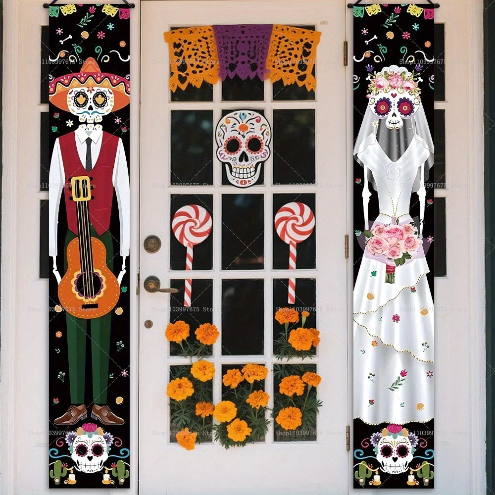 Dia De Los Muertos Porch Sign Banners Mexico Day of The Dead