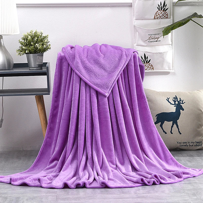 Soft Warm Blankets For Beds Winter Warm Coral Velvet Solid Sofa Cover Bedspread Winter Plaid Blankets Winter Sheet Bedspread